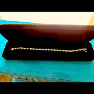 Green and gold cubic zirconia bracelet